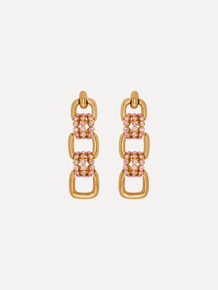 Pav Link Drop Earrings Rose Women Oscar De La Renta Earrings