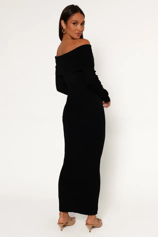 Petal and Pup Archie Off The Shoulder Midi Dress Black Women Winter Dresses