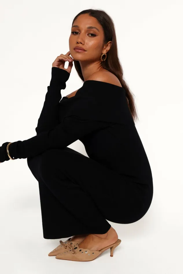 Petal and Pup Archie Off The Shoulder Midi Dress Black Women Winter Dresses