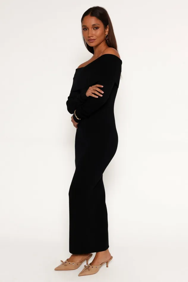 Petal and Pup Archie Off The Shoulder Midi Dress Black Women Winter Dresses