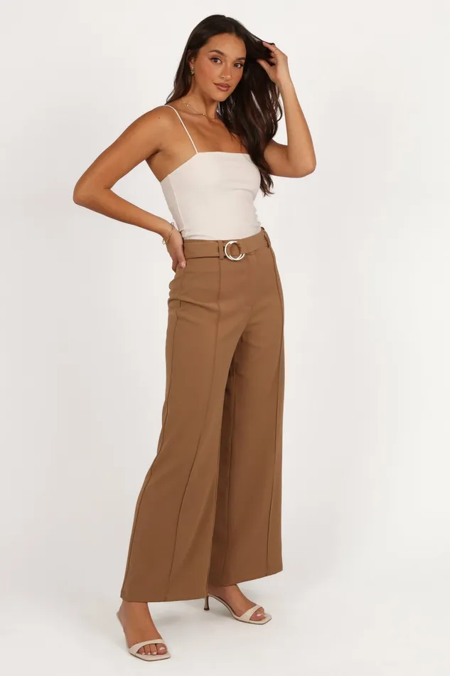 Petal and Pup Elaine Belted Pant Mocha Women Pants