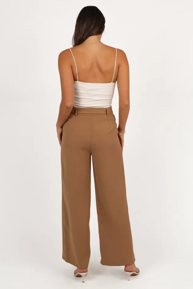 Petal and Pup Elaine Belted Pant Mocha Women Pants