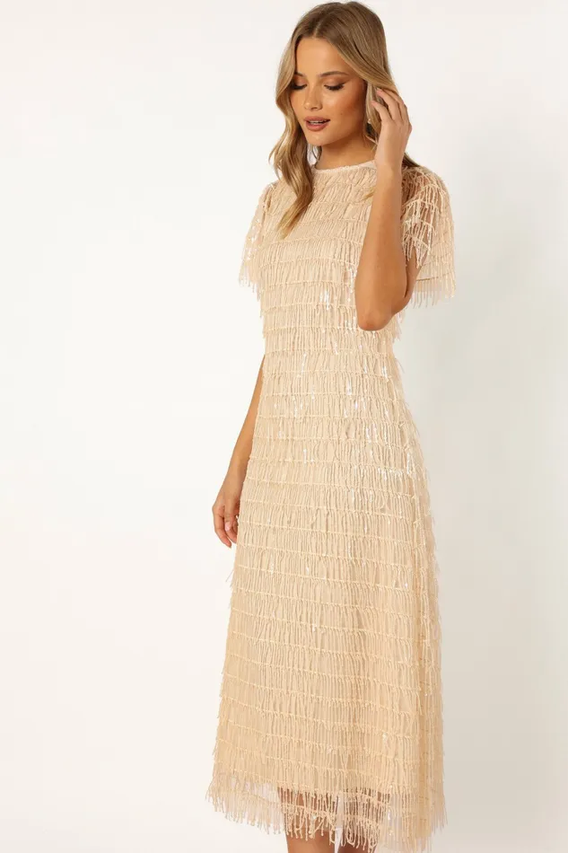 Petal and Pup Event Dresses Women Kala Textured Maxi Dress Beige