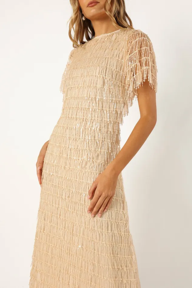 Petal and Pup Event Dresses Women Kala Textured Maxi Dress Beige