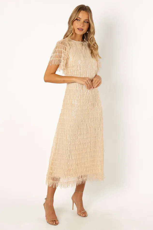 Petal and Pup Event Dresses Women Kala Textured Maxi Dress Beige