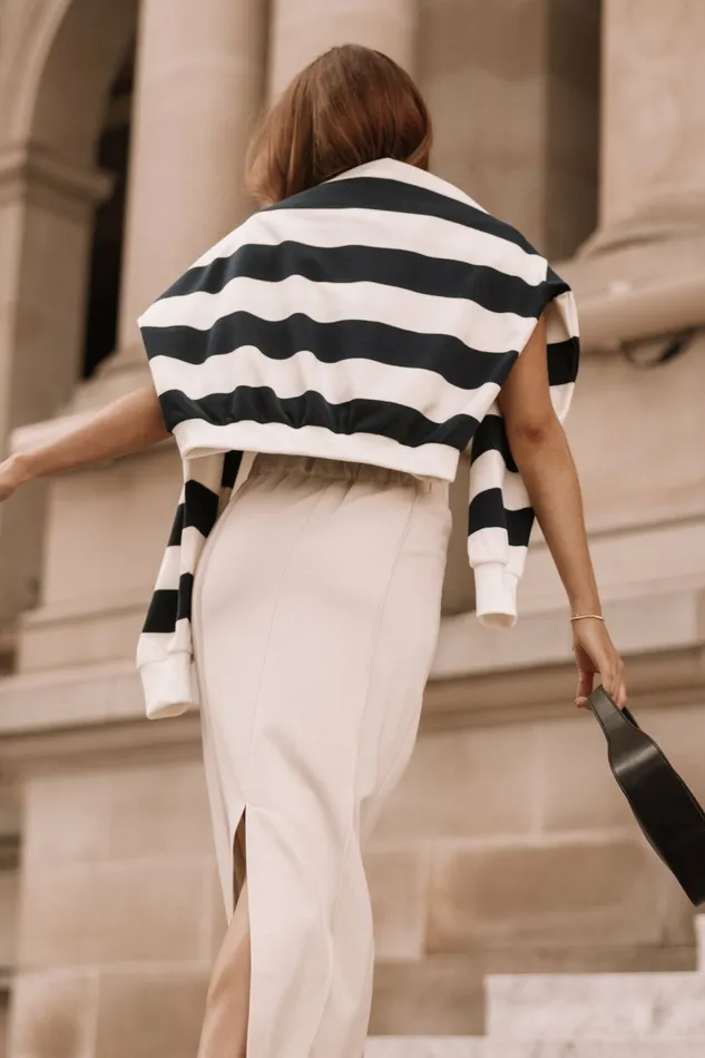 Petal and Pup Loungewear Women Karra Oversized Stripe Sweatshirt CreamNavy