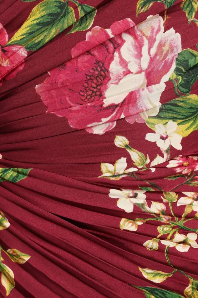 Petal and Pup Satin Dresses Women Kleo One Shoulder Maxi Dress Burgundy Floral