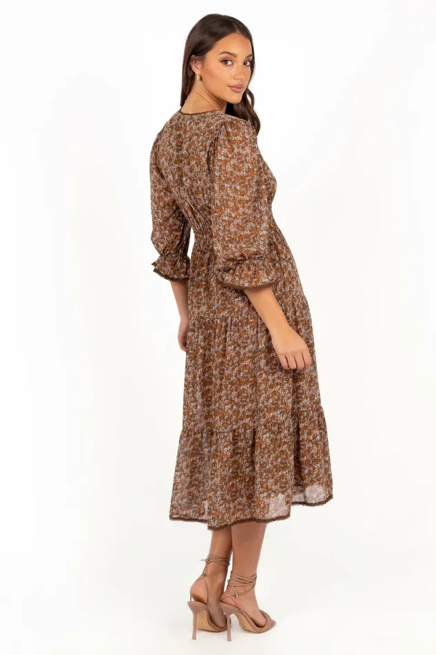 Petal and Pup Winter Dresses Women Simone Midi Dress Camel