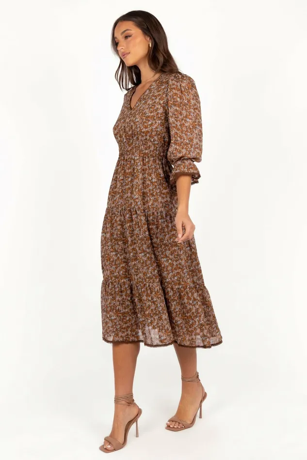 Petal and Pup Winter Dresses Women Simone Midi Dress Camel