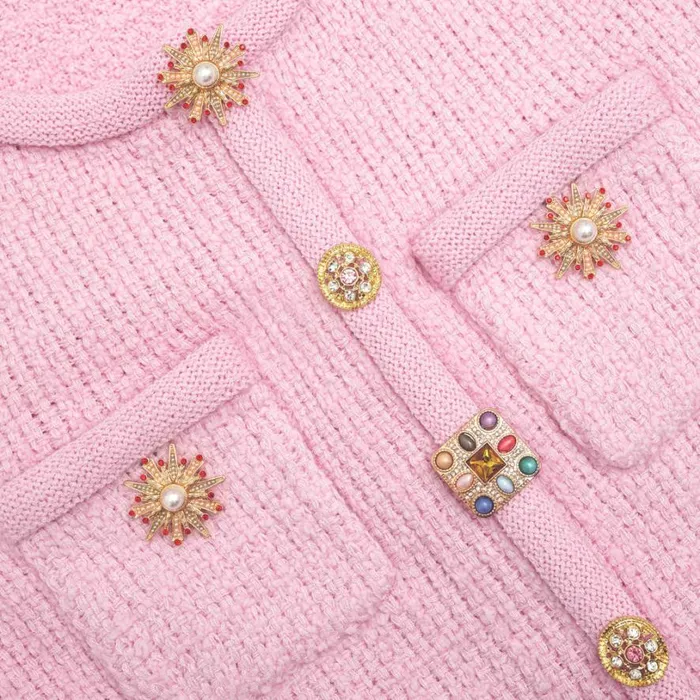 Pink Jewel Button Knit Top Women Self Portrait Tops Pink Jewel Button Knit Top Women Self Portrait Tops