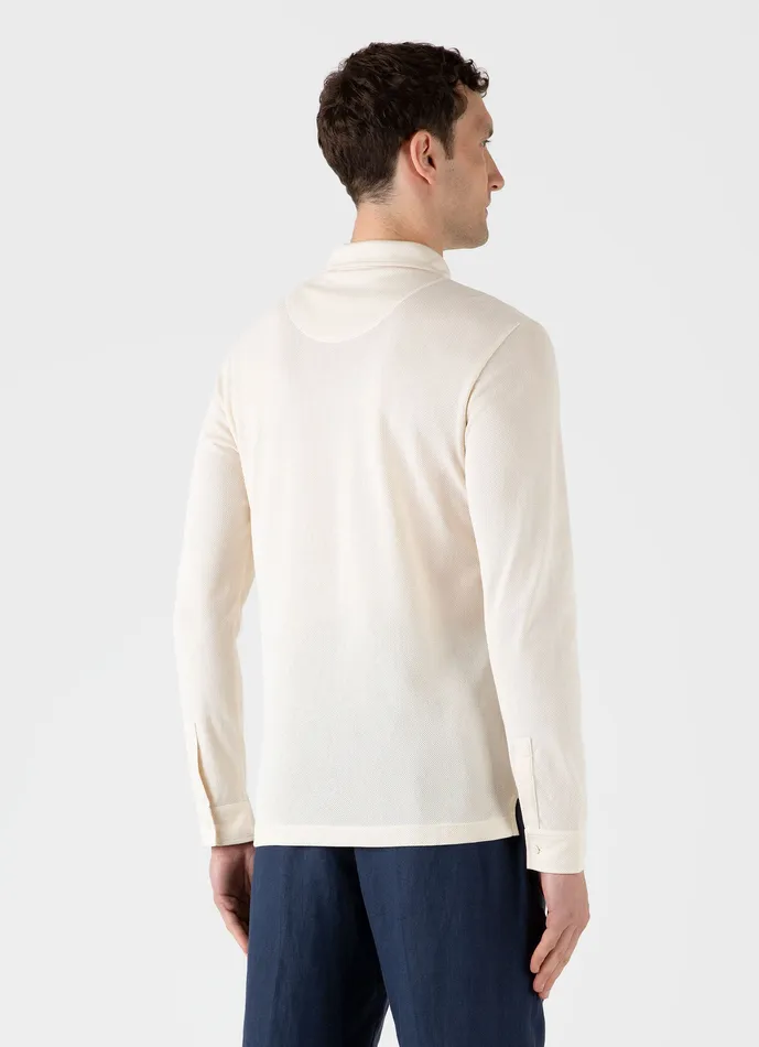 Polo Shirts ussunspel Men Sunspel x WM Brown Long Sleeve Polo Shirt Undyed Polo Shirts ussunspel Men Sunspel x WM Brown Long Sleeve Polo Shirt Undyed