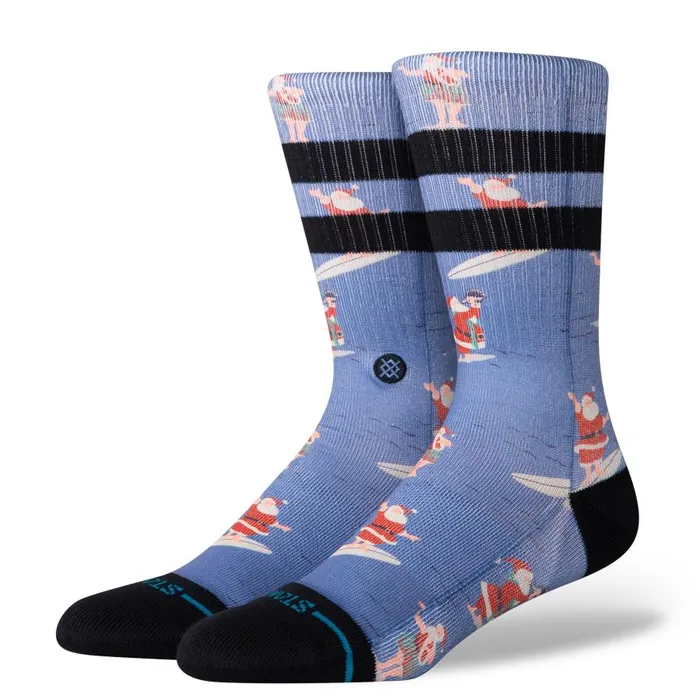 Poly Blend Crew Socks Surfing Santa 8211 Blue MenWomen Stance Crew