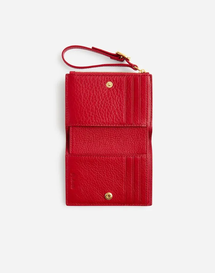 Pouches and Wallets Women Madewell Leather Bifold Wallet Wristlet Bright Ember