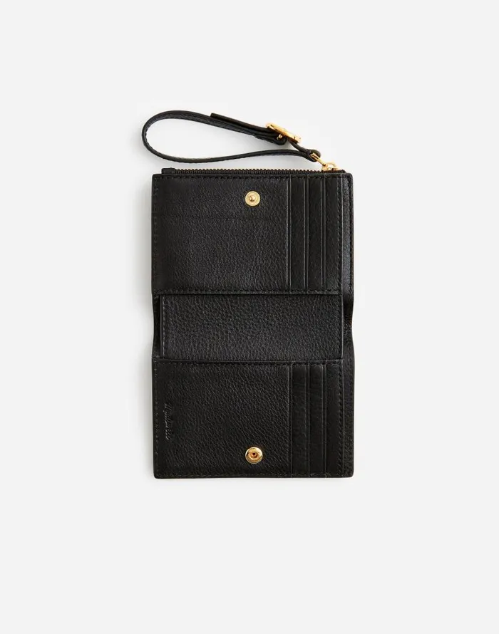 Pouches and Wallets Women Madewell Leather Bifold Wallet Wristlet True Black