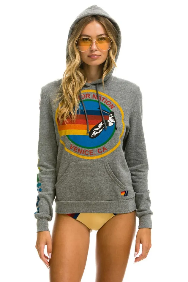 Pullover Hoodie 8211 Heather Grey WomenMen Aviator Nation Hoodies
