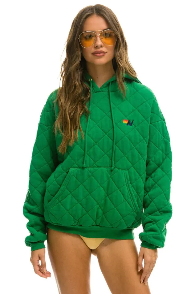 Quilted Relaxed Pullover Hoodie 8211 Kelly Green WomenMen Aviator Nation Hoodies