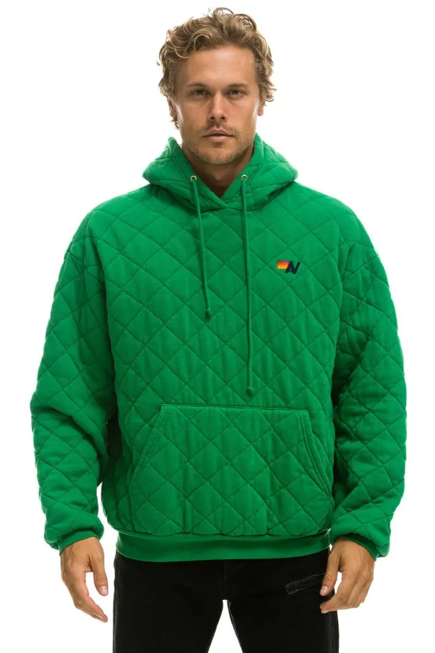 Quilted Relaxed Pullover Hoodie 8211 Kelly Green WomenMen Aviator Nation Hoodies