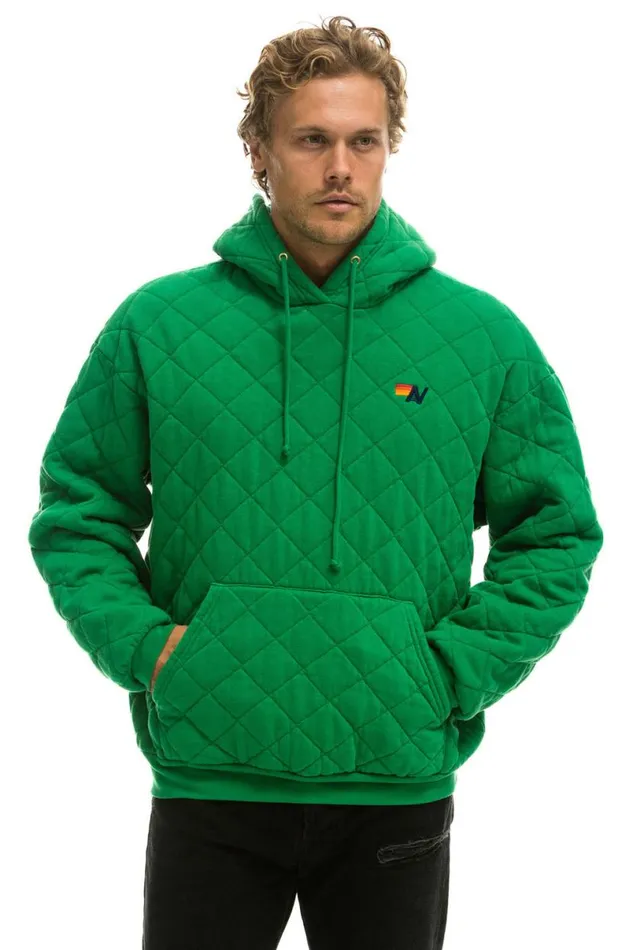 Quilted Relaxed Pullover Hoodie 8211 Kelly Green WomenMen Aviator Nation Hoodies