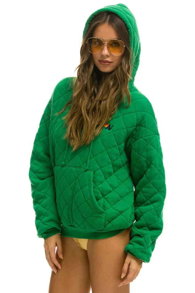 Quilted Relaxed Pullover Hoodie 8211 Kelly Green WomenMen Aviator Nation Hoodies