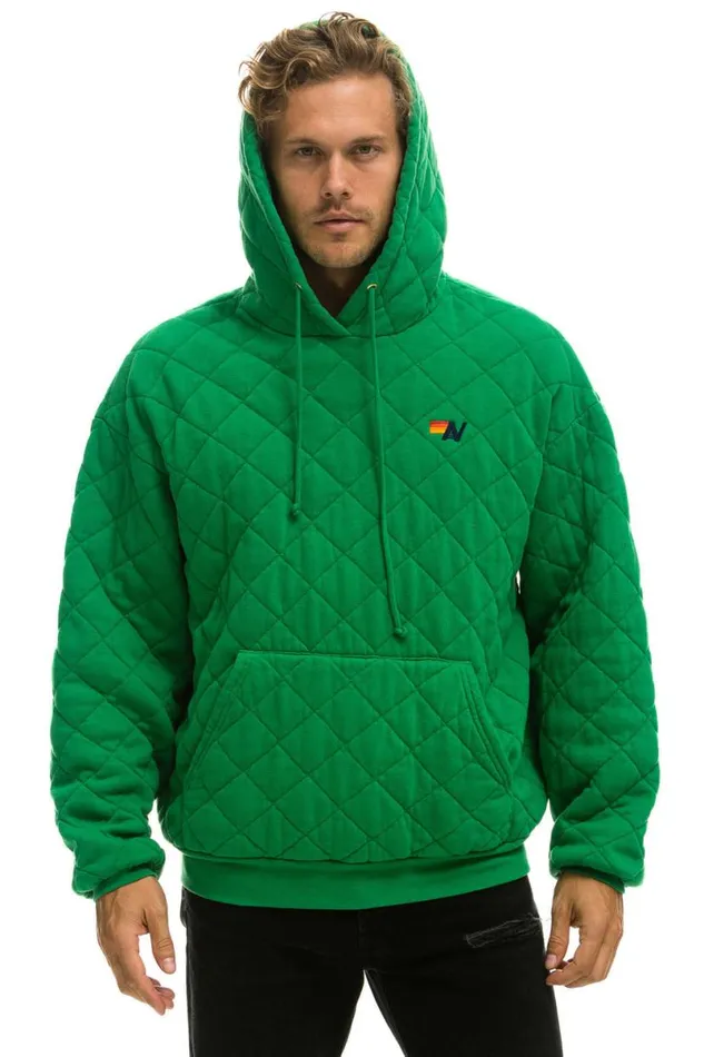 Quilted Relaxed Pullover Hoodie 8211 Kelly Green WomenMen Aviator Nation Hoodies