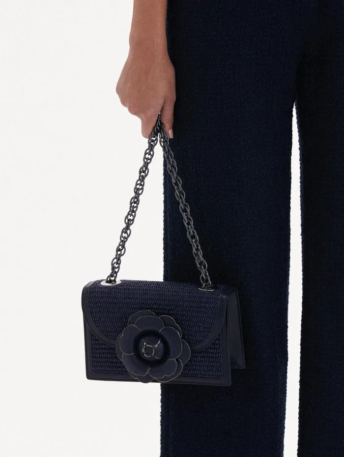 Raffia Woven TRO Bag Navy Women Oscar De La Renta Handbags Raffia Woven TRO Bag Navy Women Oscar De La Renta Handbags