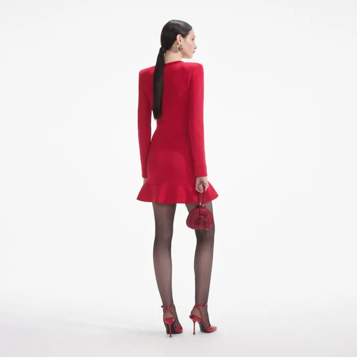 Red Knit Heart Buttoned Mini Dress Women Self Portrait Dresses Red Knit Heart Buttoned Mini Dress Women Self Portrait Dresses