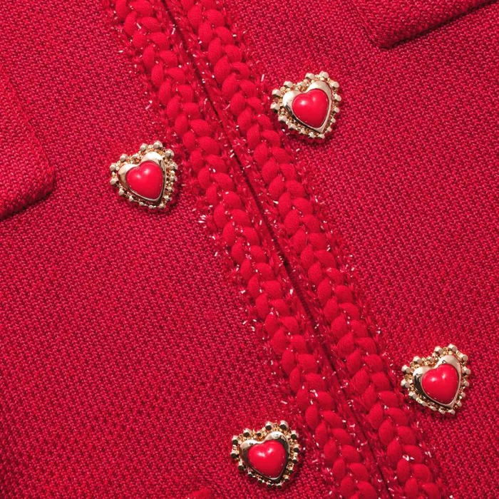 Red Knit Heart Buttoned Mini Dress Women Self Portrait Dresses Red Knit Heart Buttoned Mini Dress Women Self Portrait Dresses