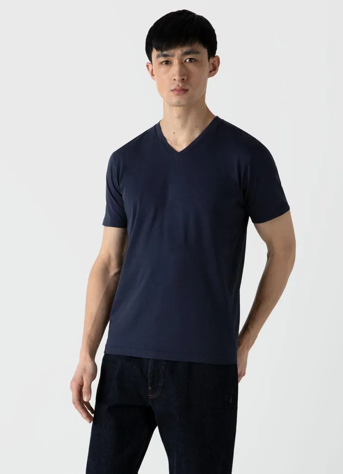 Riviera Midweight V Neck Tshirt Navy Men SUNSPEL Tshirts