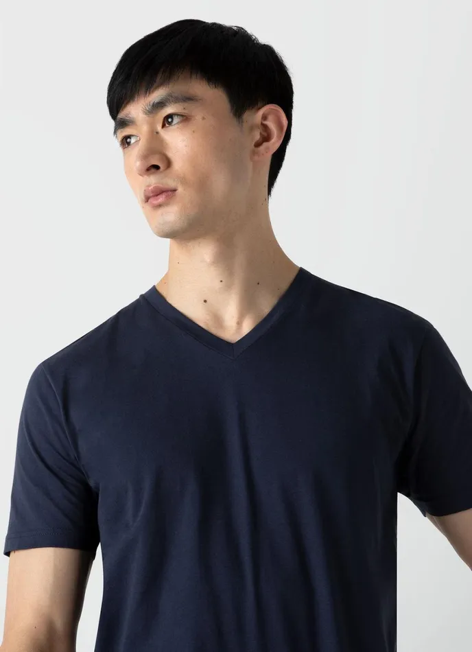 Riviera Midweight V Neck Tshirt Navy Men SUNSPEL Tshirts