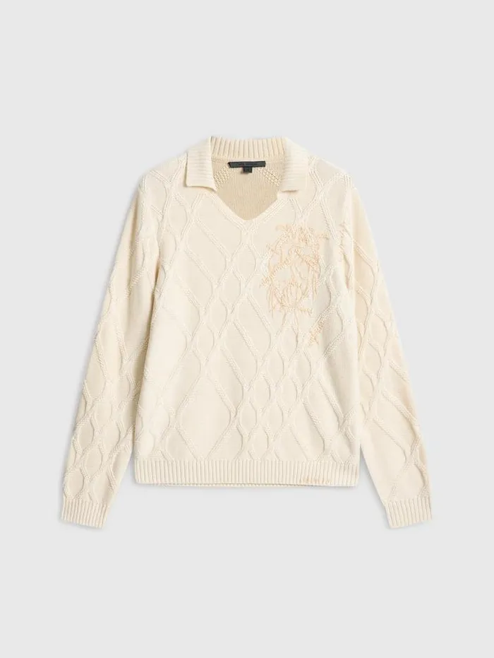 ROBIN SWEATER POLO Ecru Men John Varvatos Sweaters