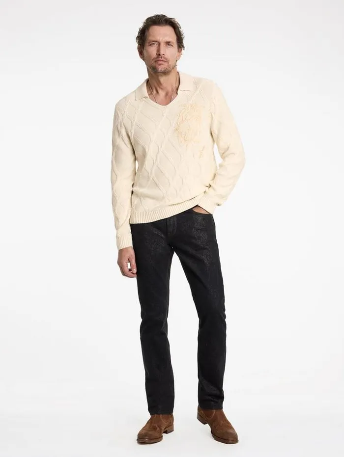 ROBIN SWEATER POLO Ecru Men John Varvatos Sweaters