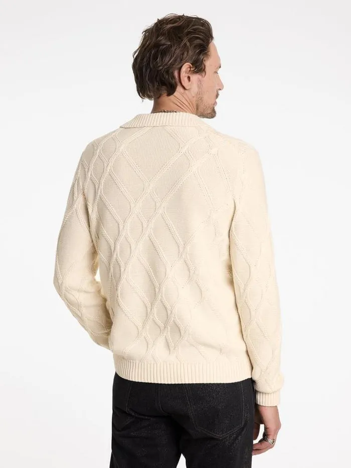 ROBIN SWEATER POLO Ecru Men John Varvatos Sweaters