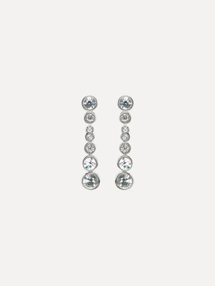 Round Stone Drop ClipOn Earrings Crystal Women Oscar De La Renta Earrings