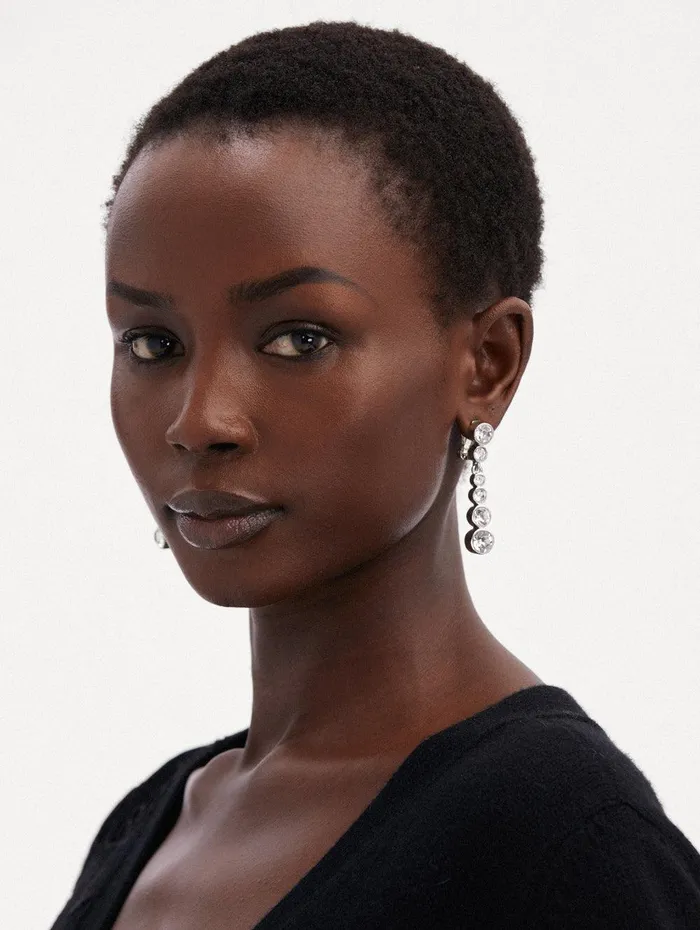 Round Stone Drop ClipOn Earrings Crystal Women Oscar De La Renta Earrings Round Stone Drop ClipOn Earrings Crystal Women Oscar De La Renta Earrings