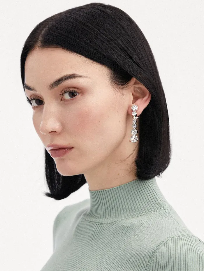 Round Stone Drop ClipOn Earrings Crystal Women Oscar De La Renta Earrings Round Stone Drop ClipOn Earrings Crystal Women Oscar De La Renta Earrings