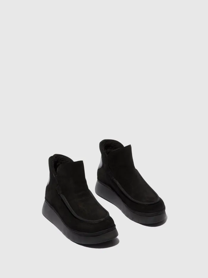 Round Toe Ankle Boots COZE348FLY BLACK Women Fly London Ankle Boots