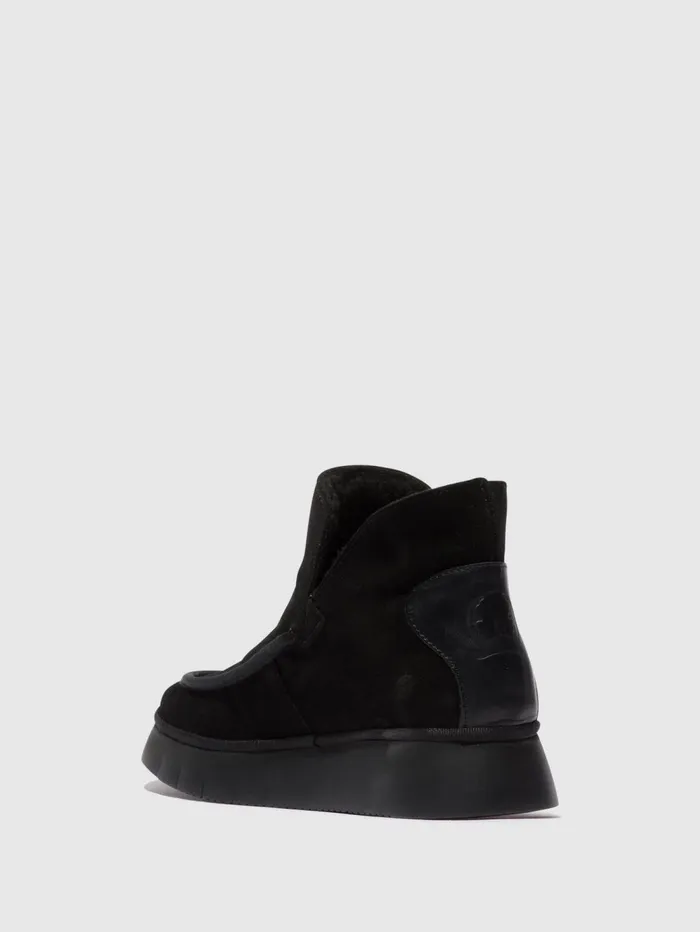 Round Toe Ankle Boots COZE348FLY BLACK Women Fly London Ankle Boots