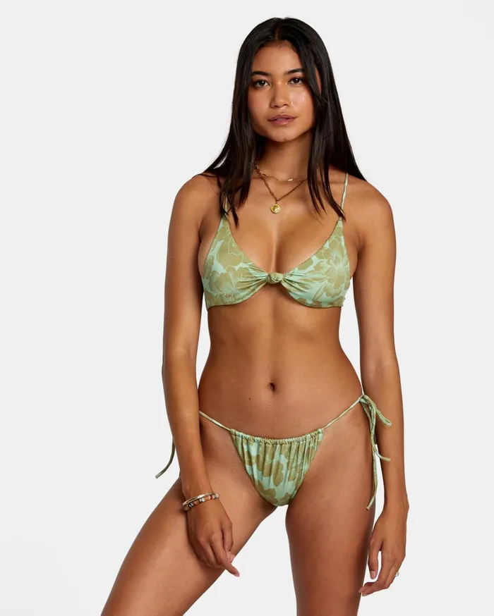 RVCA Bikini Tops Fine Lines Shimmer Crossback Bikini Top Seafoam 8211 Women