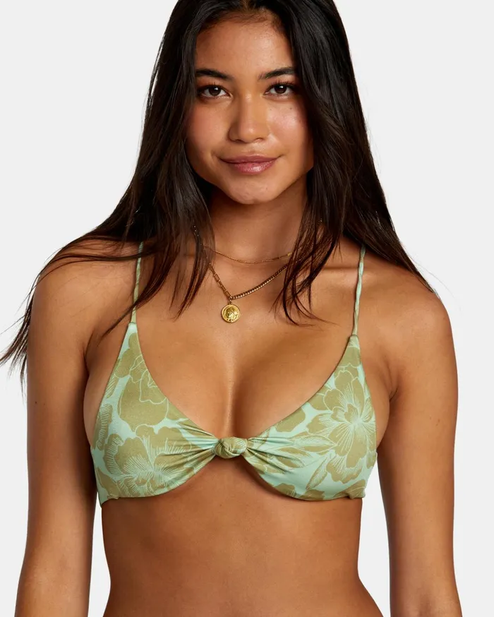 RVCA Bikini Tops Fine Lines Shimmer Crossback Bikini Top Seafoam 8211 Women