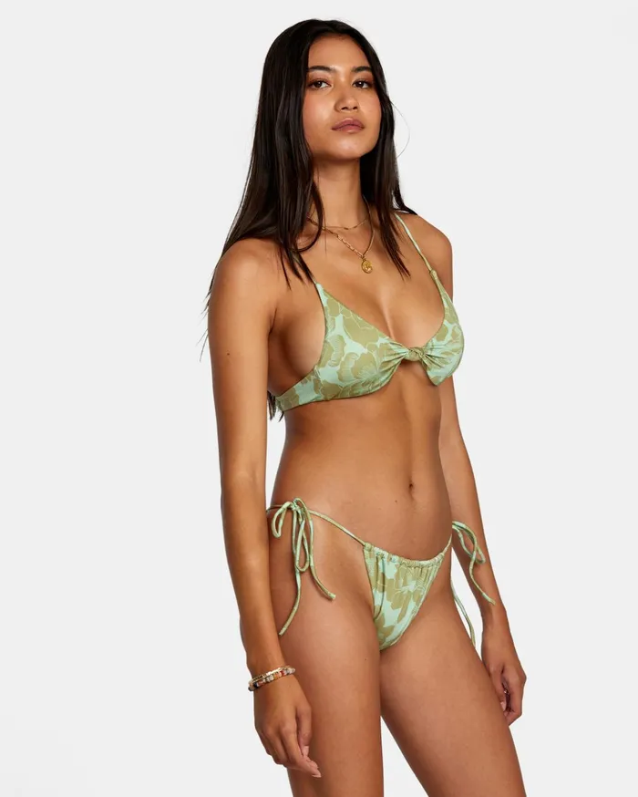 RVCA Bikini Tops Fine Lines Shimmer Crossback Bikini Top Seafoam 8211 Women