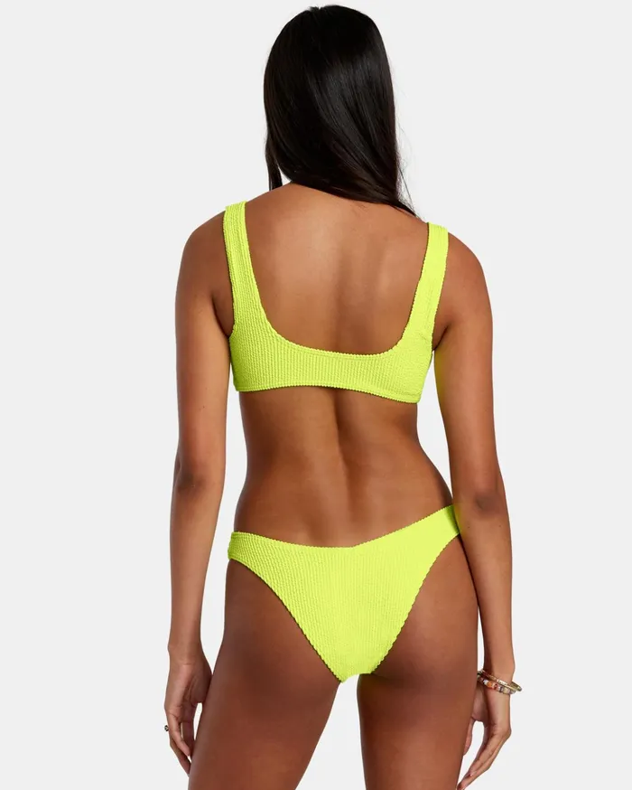 RVCA Bikini Tops Grooves Texture Bralette Bikini Top Neon Yellow 8211 Women
