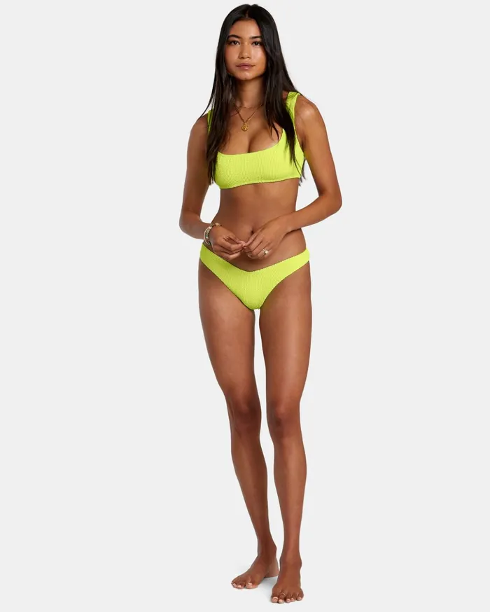 RVCA Bikini Tops Grooves Texture Bralette Bikini Top Neon Yellow 8211 Women