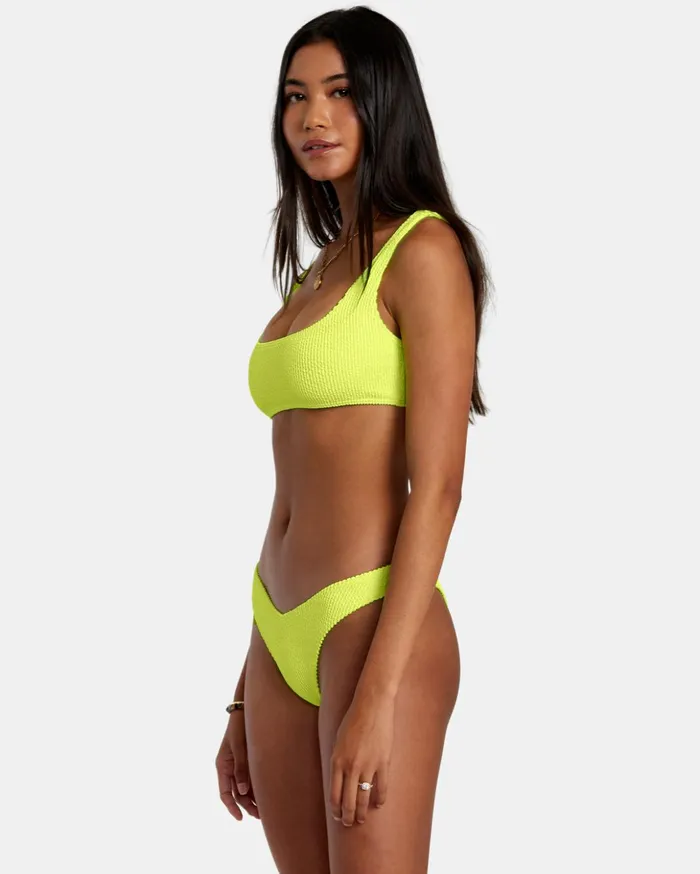 RVCA Bikini Tops Grooves Texture Bralette Bikini Top Neon Yellow 8211 Women