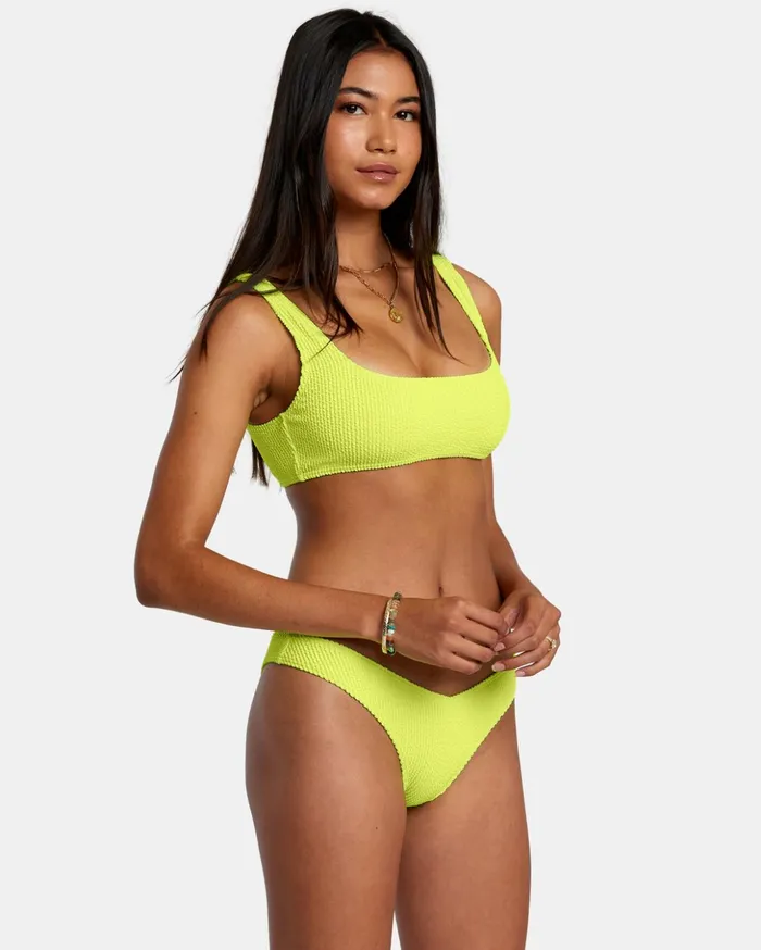 RVCA Bikini Tops Grooves Texture Bralette Bikini Top Neon Yellow 8211 Women