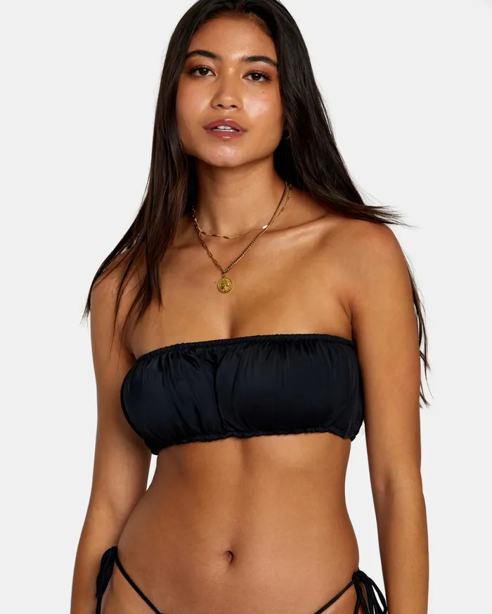 RVCA Bikini Tops Solid 2Way Bandeau Bikini Top Black 8211 Women