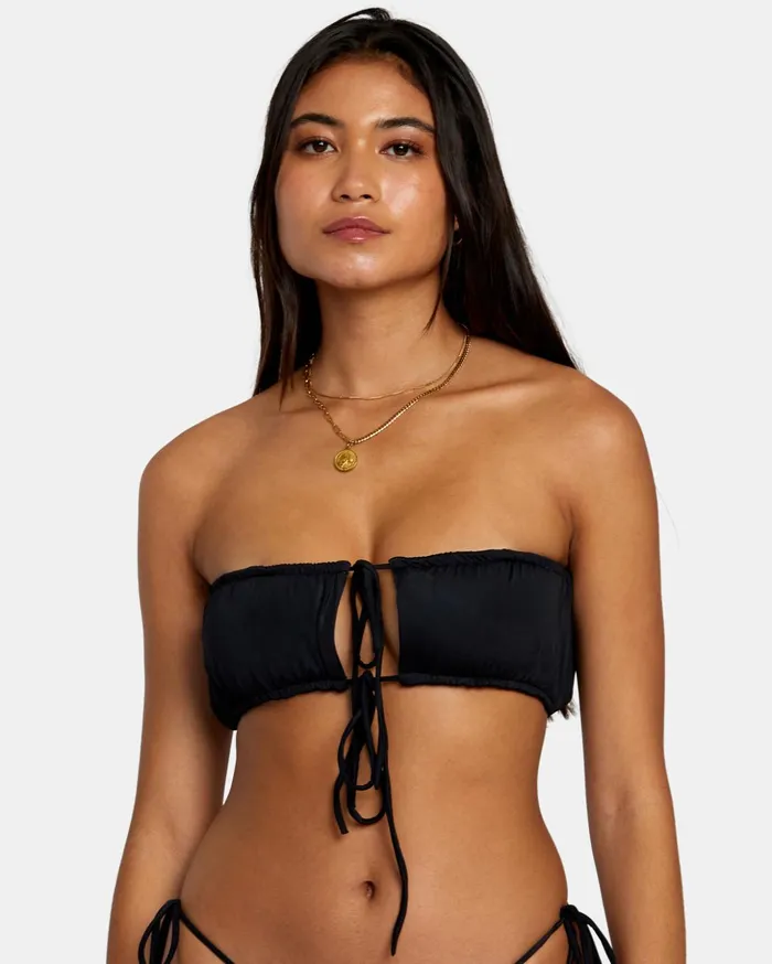 RVCA Bikini Tops Solid 2Way Bandeau Bikini Top Black 8211 Women