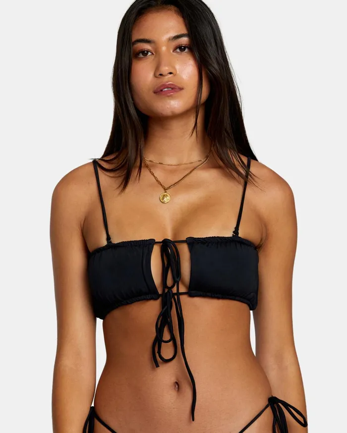 RVCA Bikini Tops Solid 2Way Bandeau Bikini Top Black 8211 Women