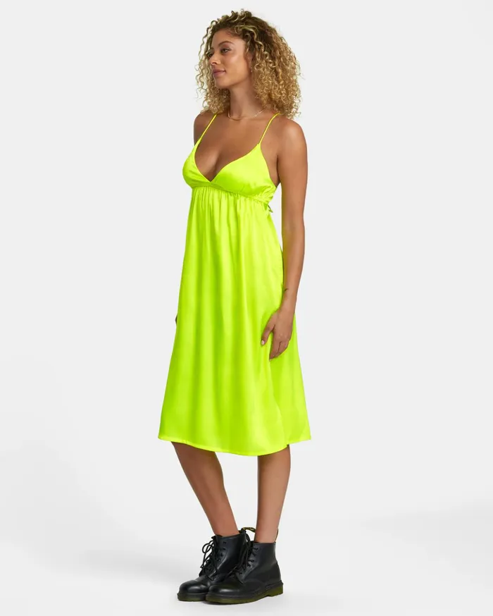 RVCA Dresses Rompers Faded Midi Dress Neon Yellow 8211 Women