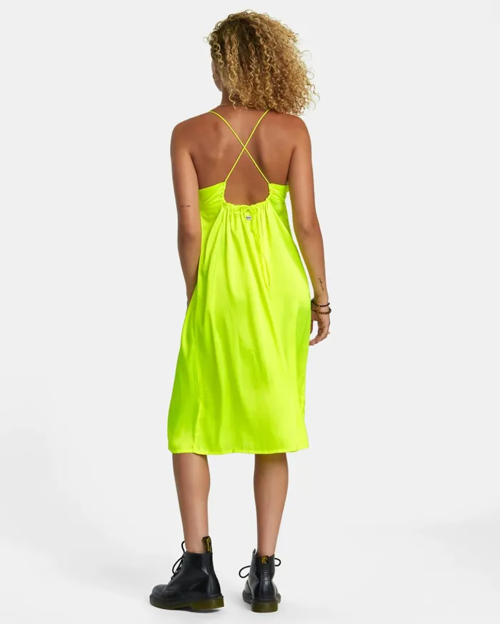 RVCA Dresses Rompers Faded Midi Dress Neon Yellow 8211 Women