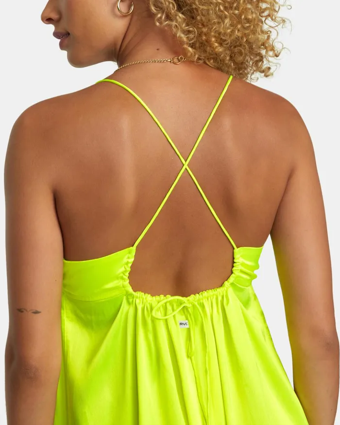 RVCA Dresses Rompers Faded Midi Dress Neon Yellow 8211 Women